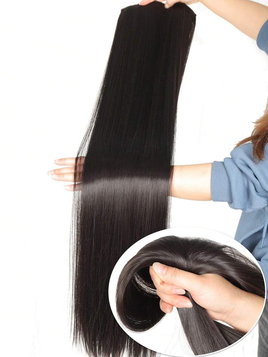 SHEIN تمديدات شعر مستقيمة طويلة 5 مشابك أسود بني