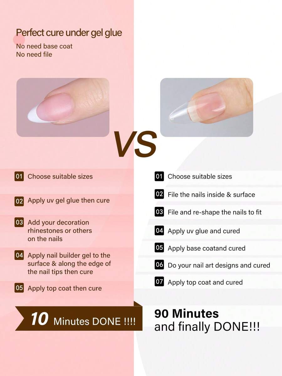 SHEIN أظافر قصيرة فرنسية لاصقة