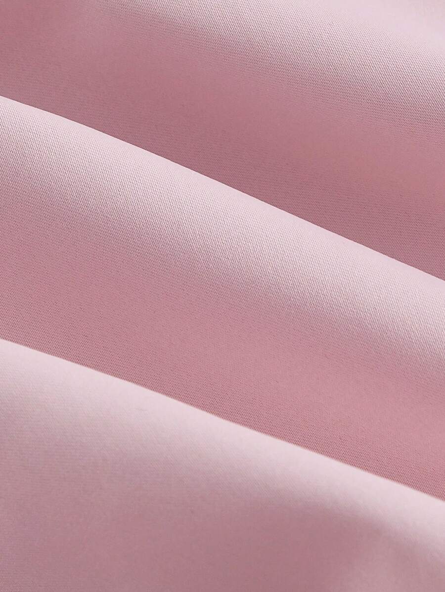 SHEIN X Garcia Sisters MOD فستان قصير وردي بحمالات سباغيتي وشريط دانتيل