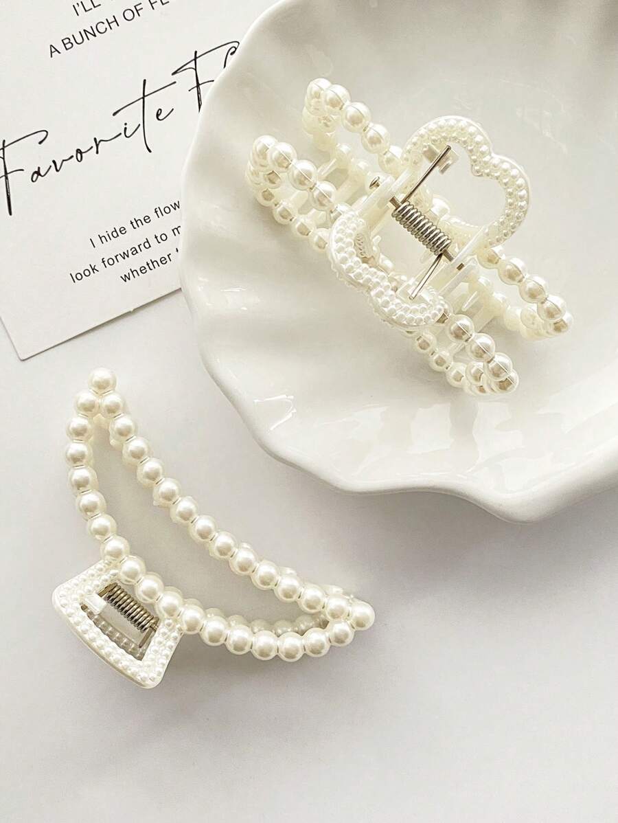 SHEIN مجموعة 5 مشابك شعر مزينة بلؤلؤ اصطناعي