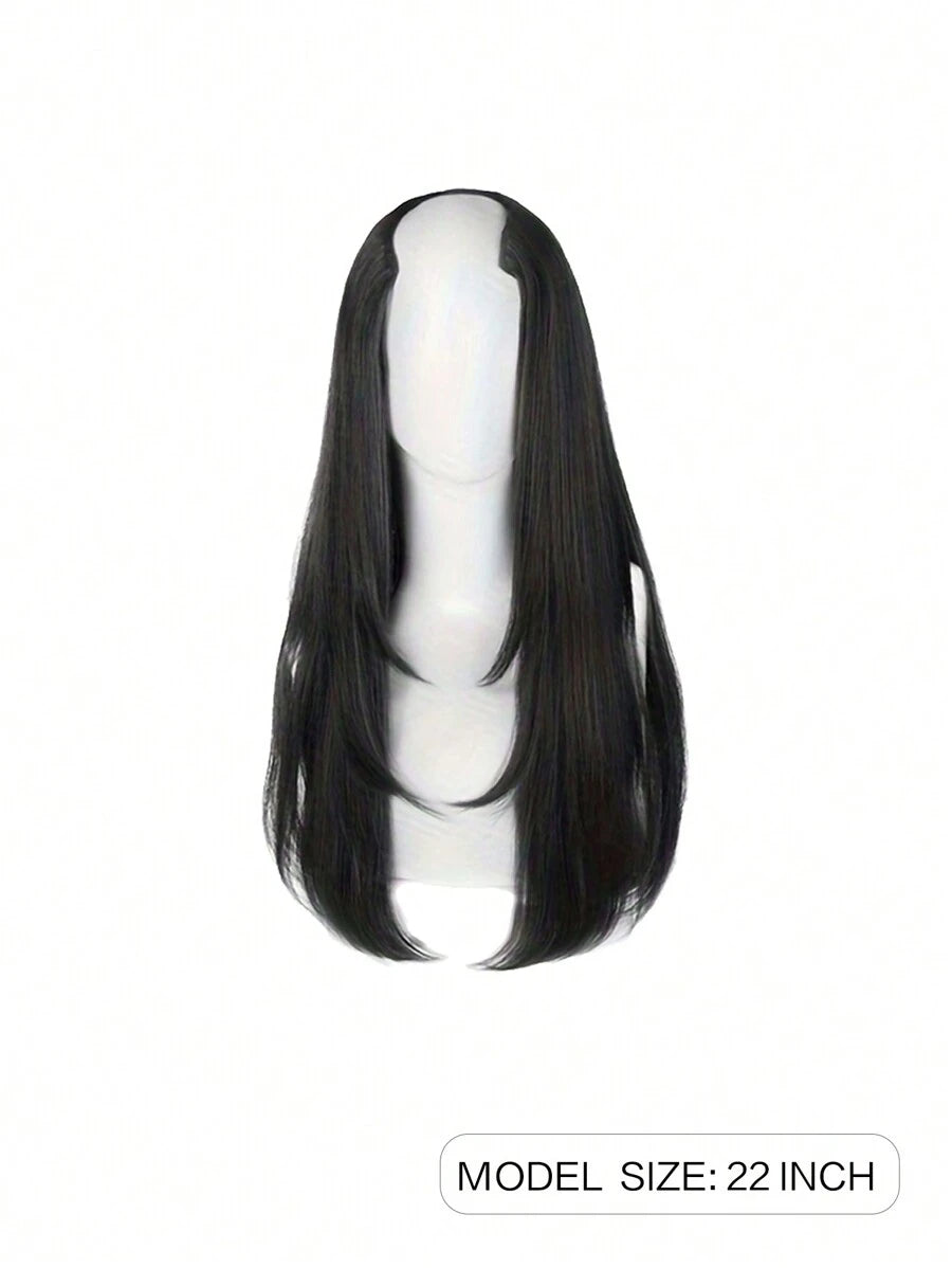 SHEIN باروكة شعر مستقيم طويل طبقات اصطناعية