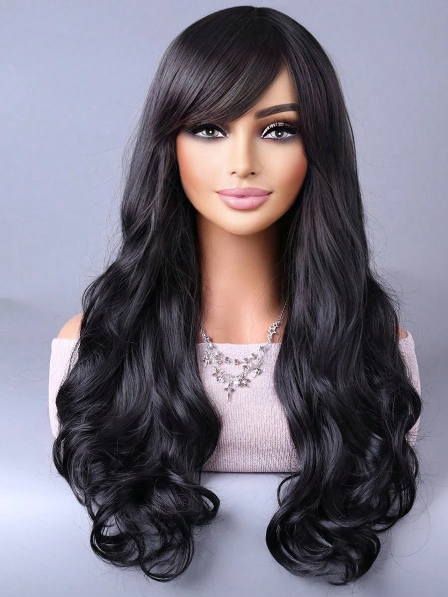 SHEIN باروكة شعر كيرلي طويل بموجات كبيرة أنيقة من ألياف صناعية