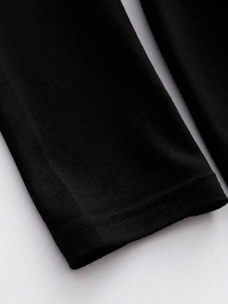 SHEIN فستان أسود بياقة منحرفة الكتف وأكمام طويلة