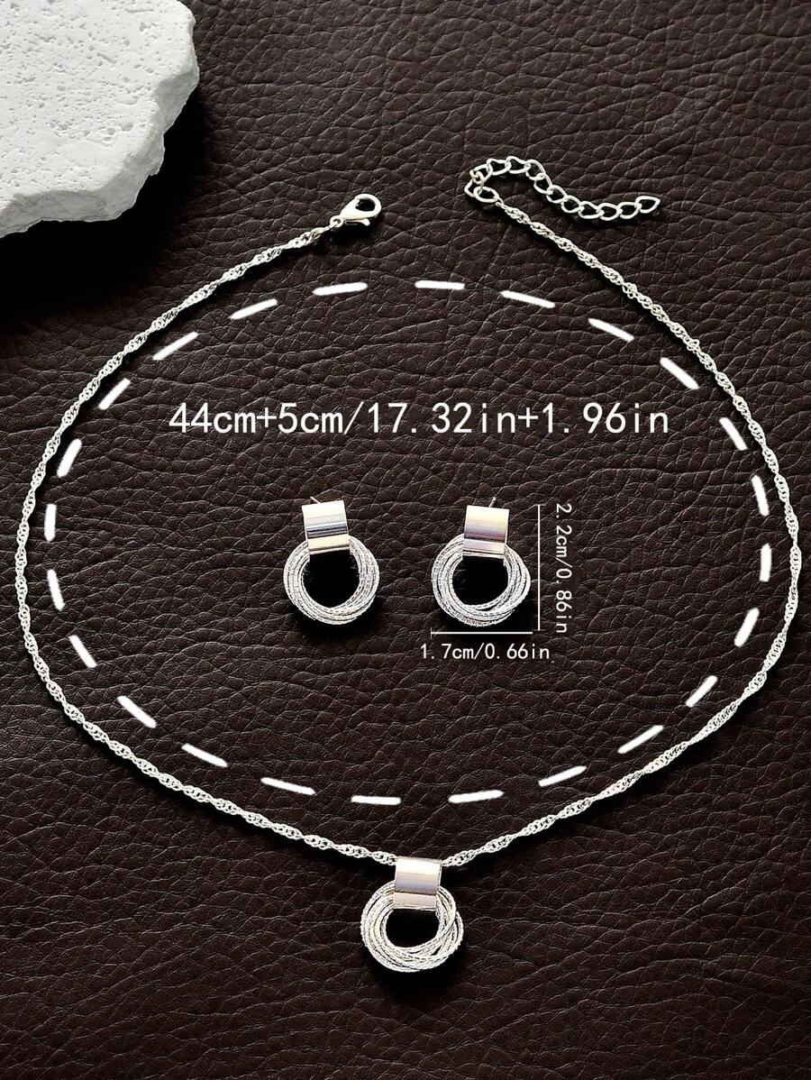 SHEIN طقم مجوهرات عصري قلادة وأقراط