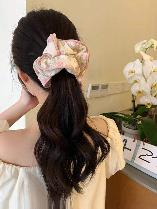 SHEIN طقم 3 أربطة شعر كبيرة بطبعات زهرية لذيل الحصان