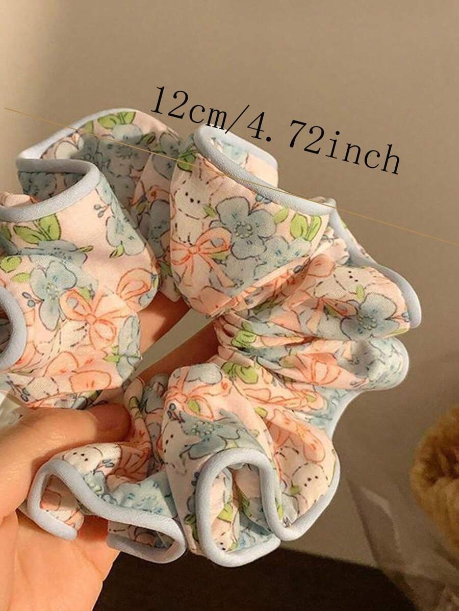 SHEIN طقم 3 أربطة شعر كبيرة بطبعات زهرية لذيل الحصان