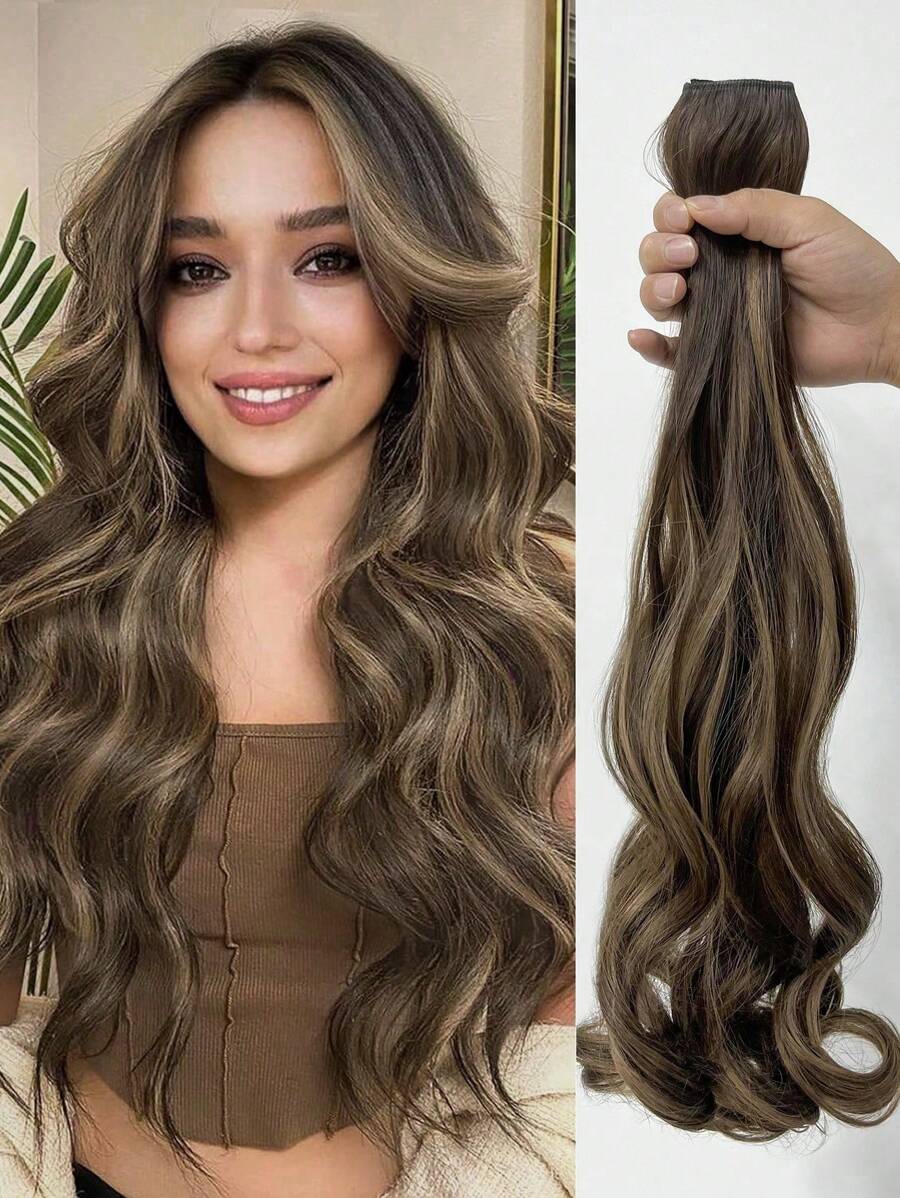 SHEIN وصلات شعر مجعد 20 بوصة بلون بني كستنائي