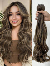 SHEIN وصلات شعر مجعد 20 بوصة بلون بني كستنائي
