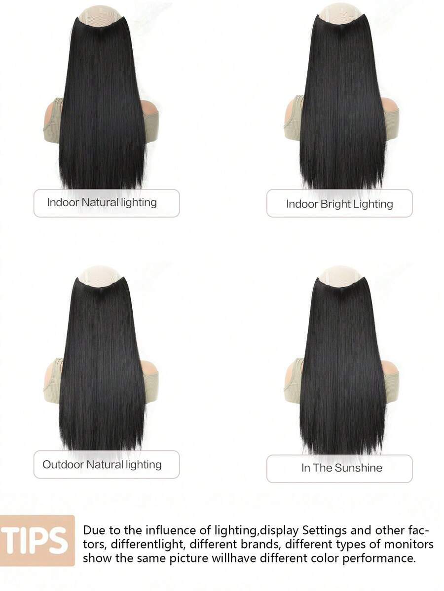SHEIN تمديدات شعر سوداء مستقيمة بمشابك