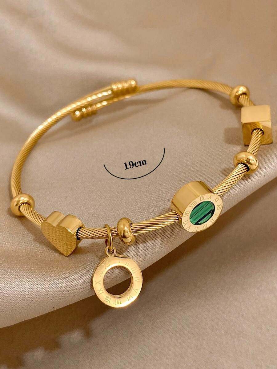 SHEIN سوار أنيق مزينة بحجرات قلب وفراشة