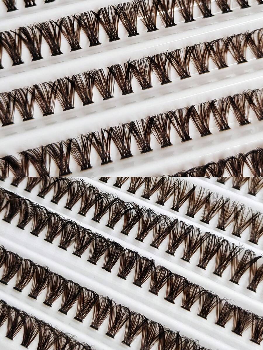 SHEIN Asiteo طقم 200 عناقيد رموش فردية بني داكن