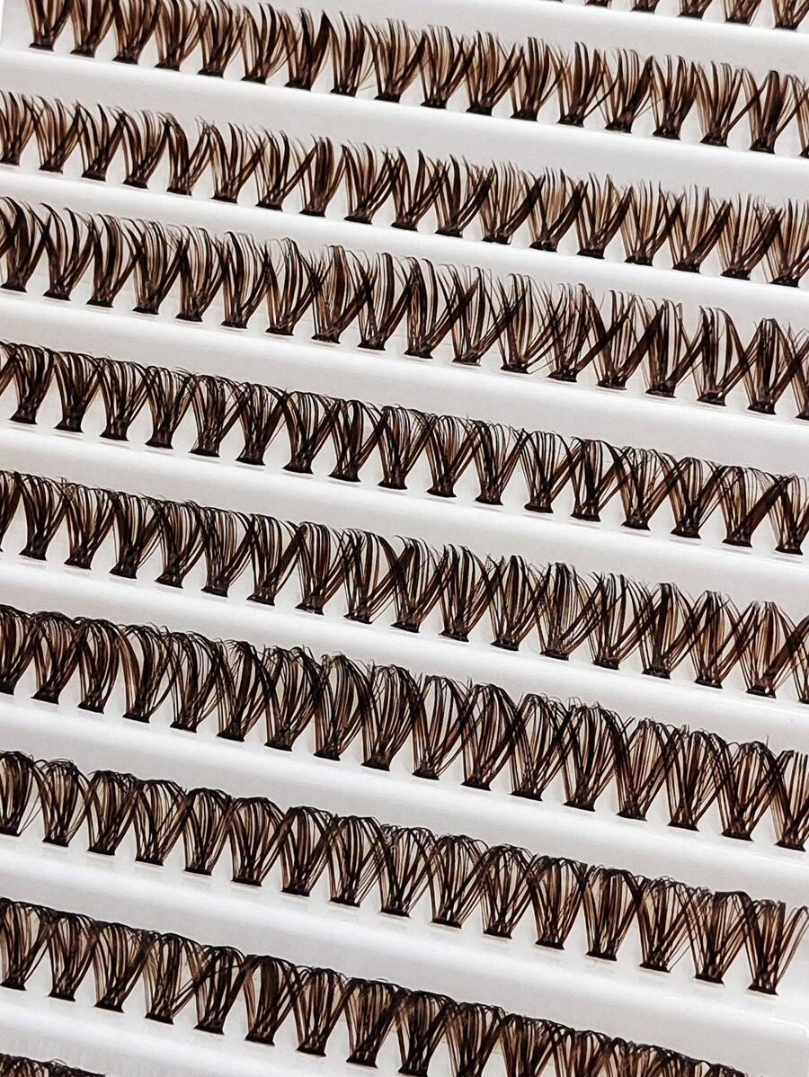 SHEIN Asiteo طقم 200 عناقيد رموش فردية بني داكن