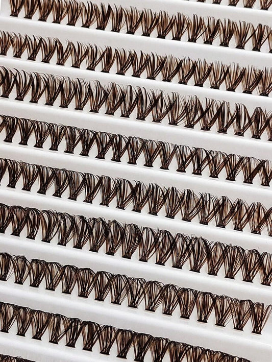 SHEIN Asiteo طقم 200 عناقيد رموش فردية بني داكن