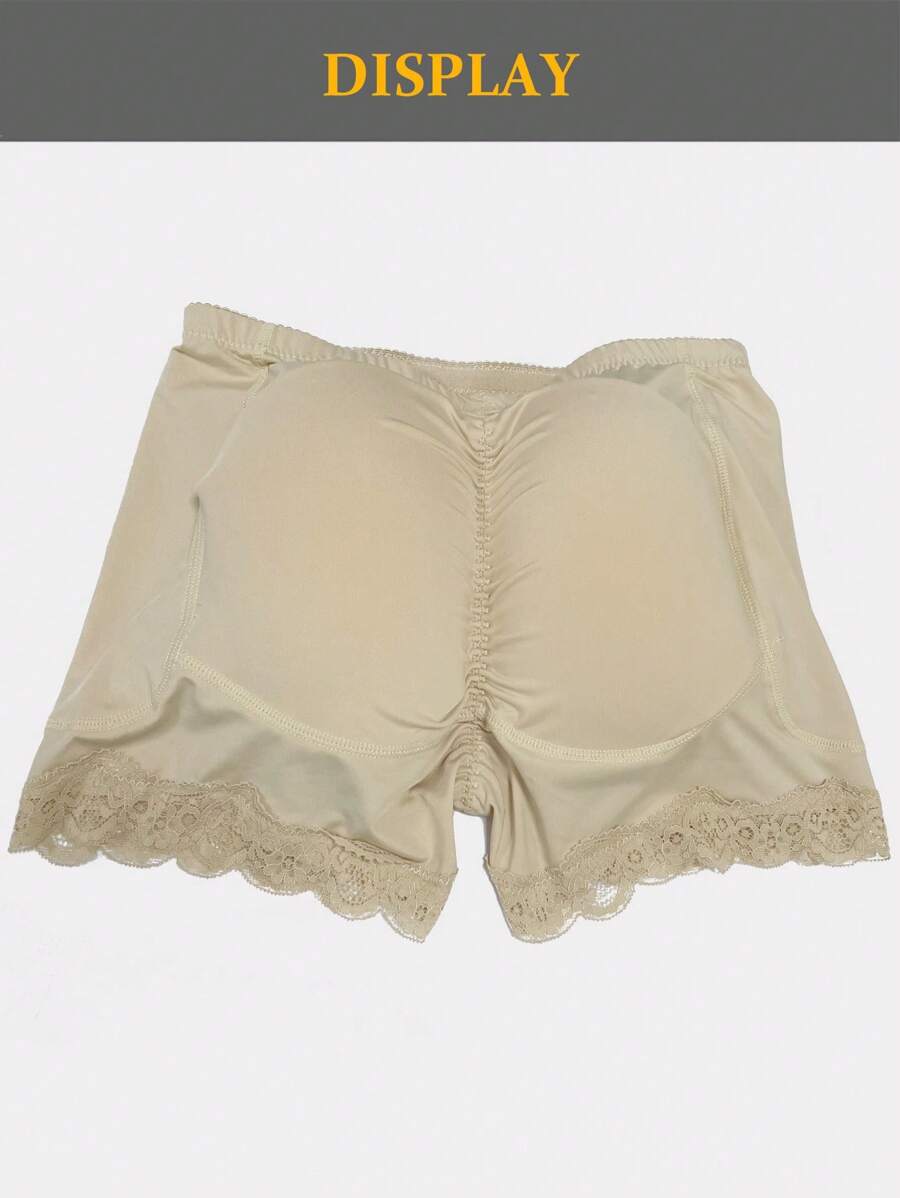 SHEIN شورت مشكل بقطع من الدانتيل بلون بيج مع وسادات مؤخرة