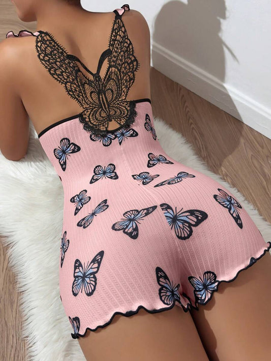 SHEIN جمبسوت نوم بطبعة فراشات