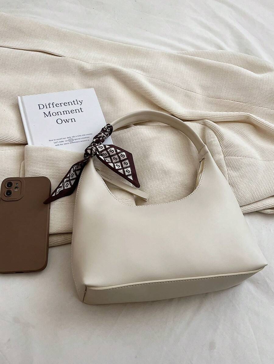 SHEIN حقيبة هوبو بسحاب كاجوال مزينة بوشاح