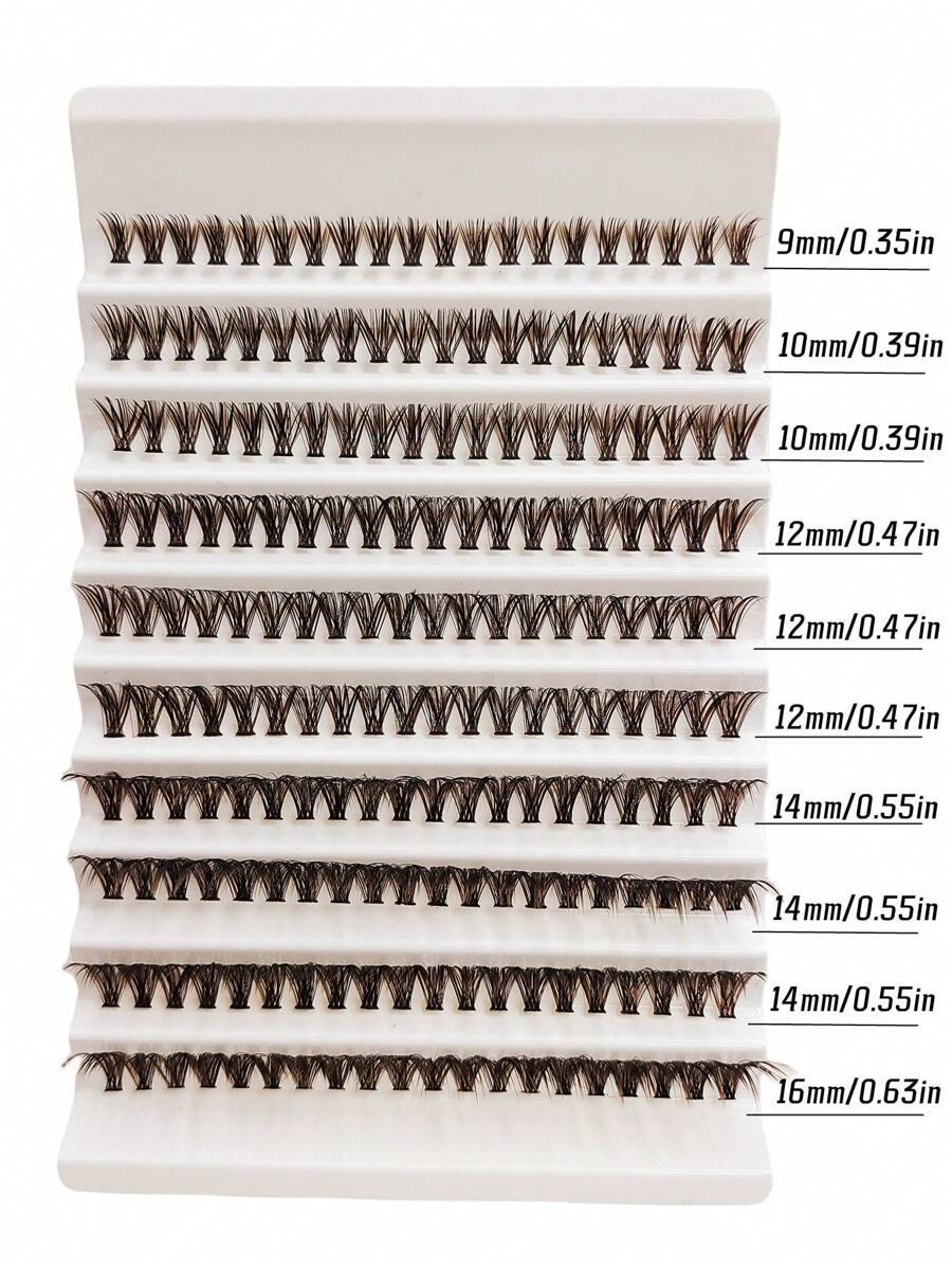 SHEIN Asiteo طقم 200 عناقيد رموش فردية بني داكن