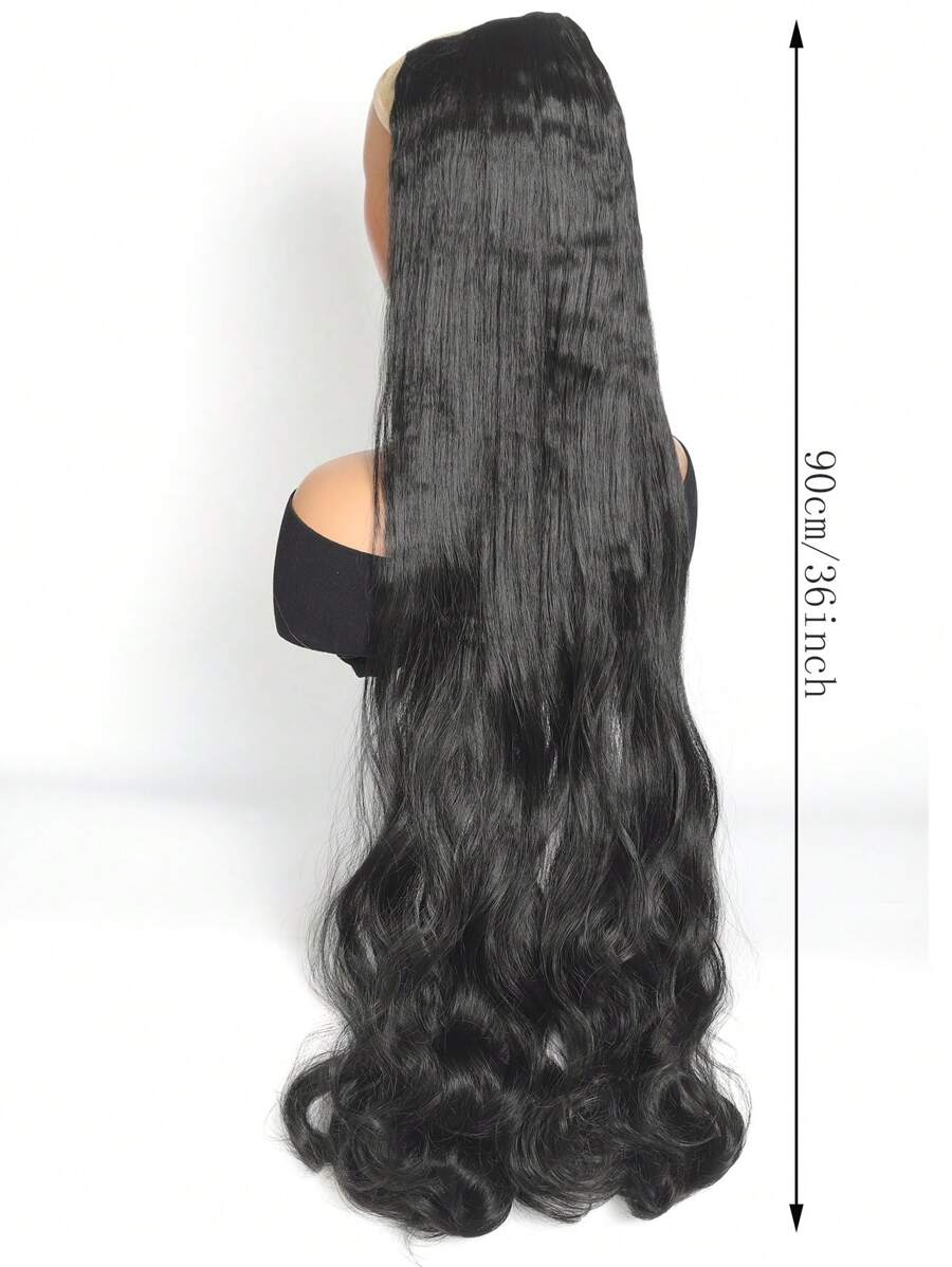 SHEIN شعر مستعار طويل مموج أسود 5 مشابك