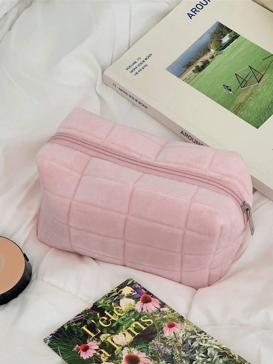 SHEIN حافظة أقلام وردية كبيرة تصلح حقيبة مكياج