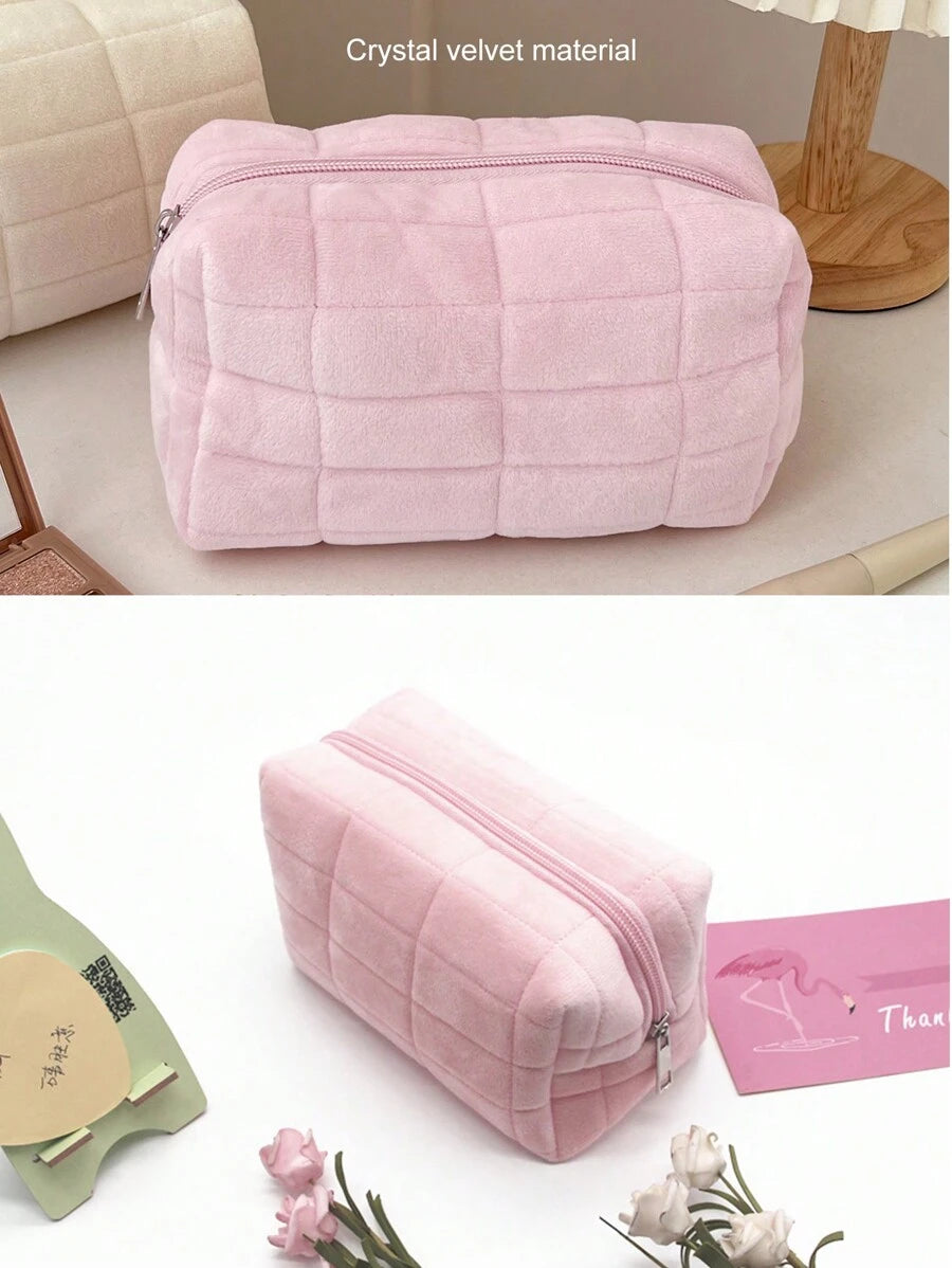 SHEIN حافظة أقلام وردية كبيرة تصلح حقيبة مكياج