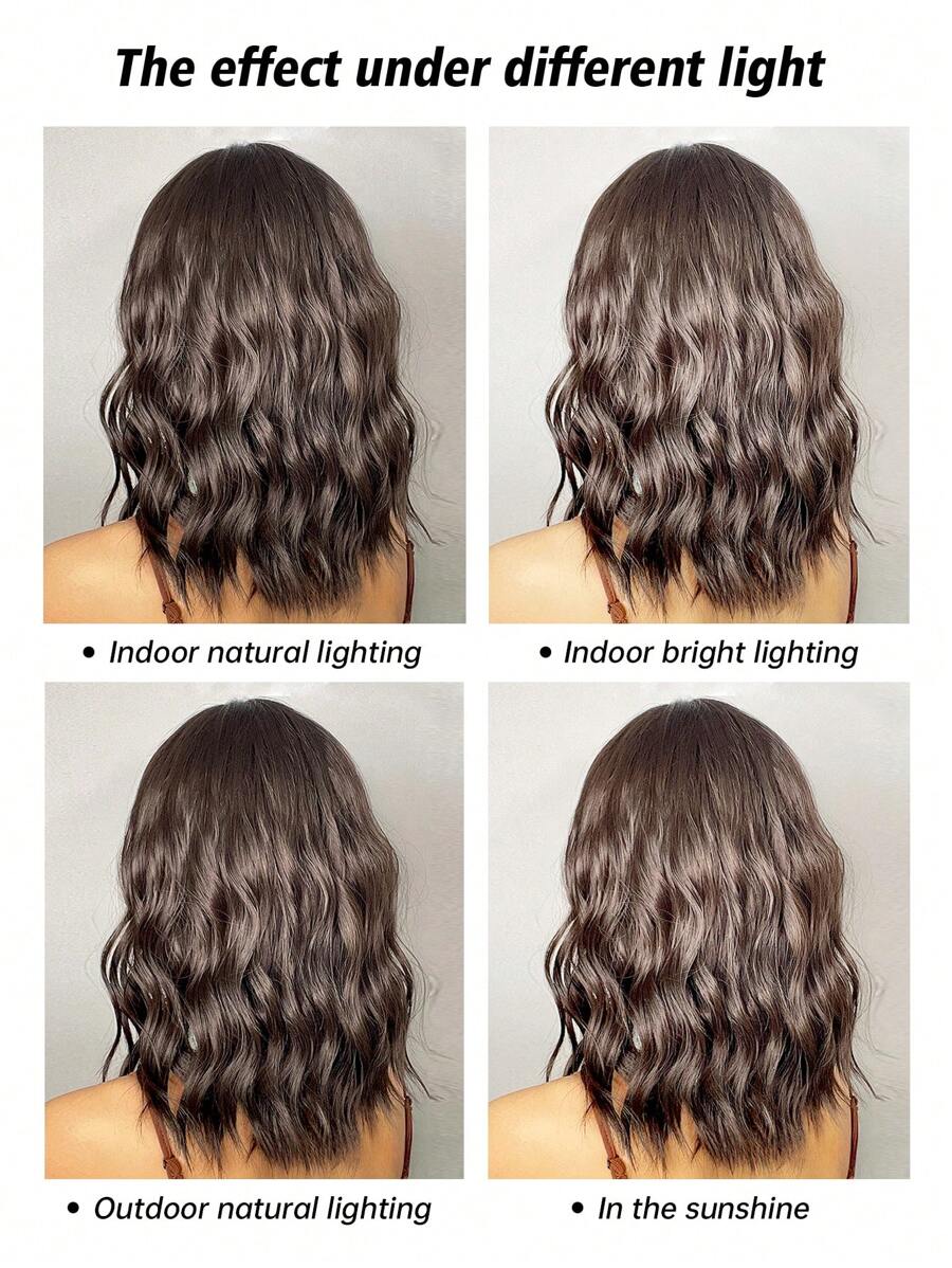 SHEIN باروكة قصيرة مموجة 14 بوصة مع غرة مقاومة للحرارة