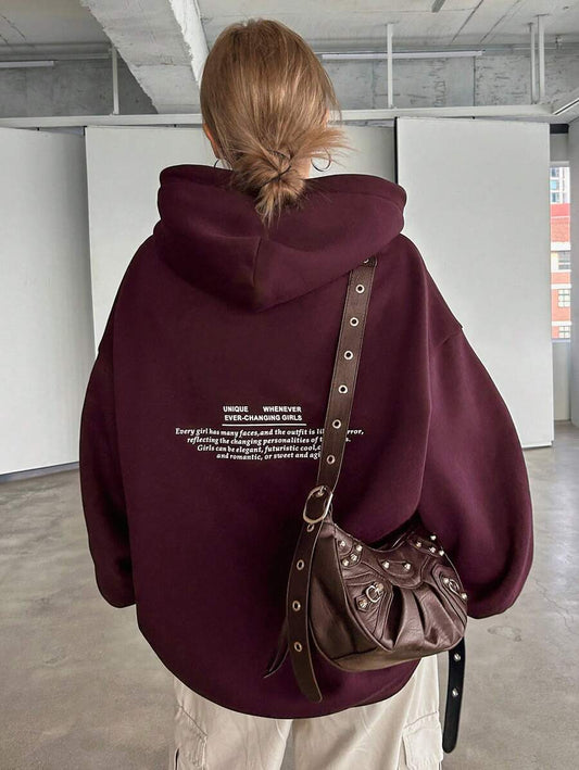 SHEIN DAZY بلوزة هودي فضفاضة كاجوال