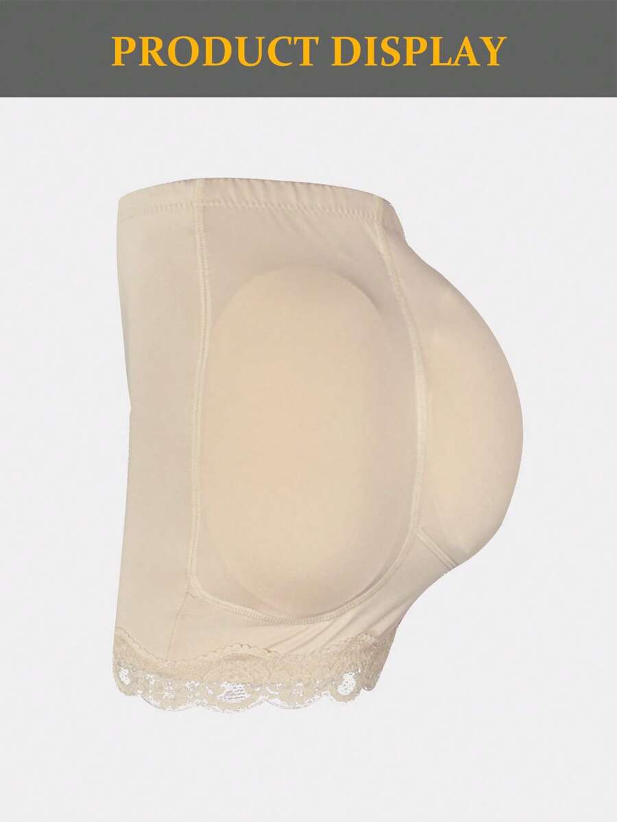 SHEIN شورت مشكل بقطع من الدانتيل بلون بيج مع وسادات مؤخرة