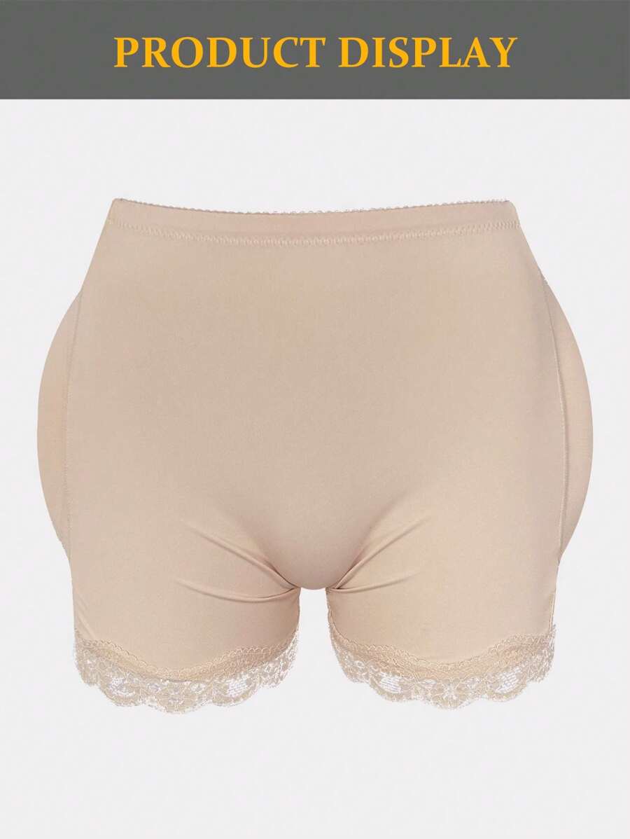 SHEIN شورت مشكل بقطع من الدانتيل بلون بيج مع وسادات مؤخرة