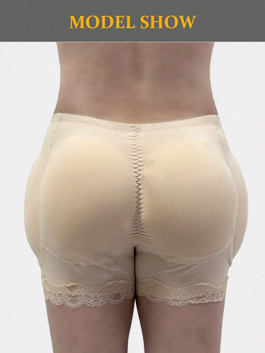 SHEIN شورت مشكل بقطع من الدانتيل بلون بيج مع وسادات مؤخرة