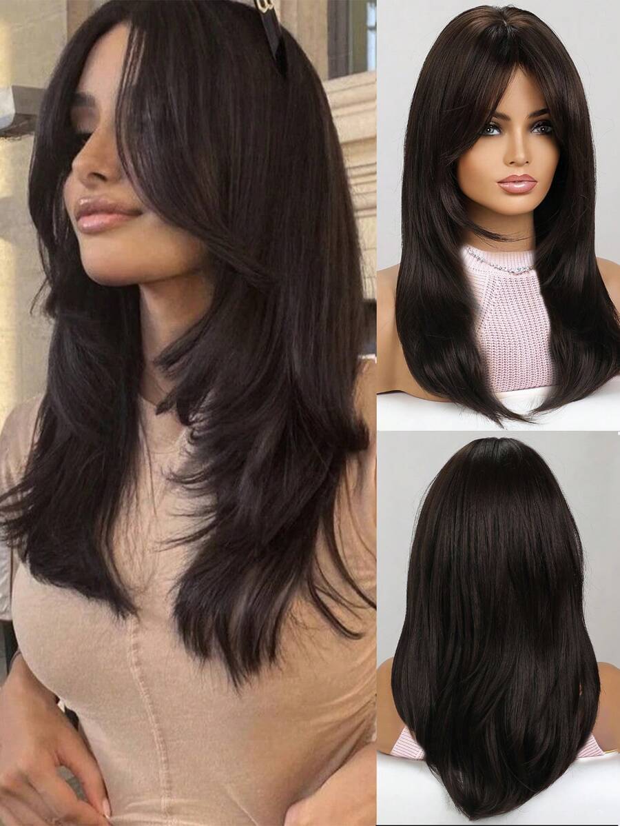 SHEIN باروكة شعر طويل 18 بوصة على شكل فراشة مع غرة