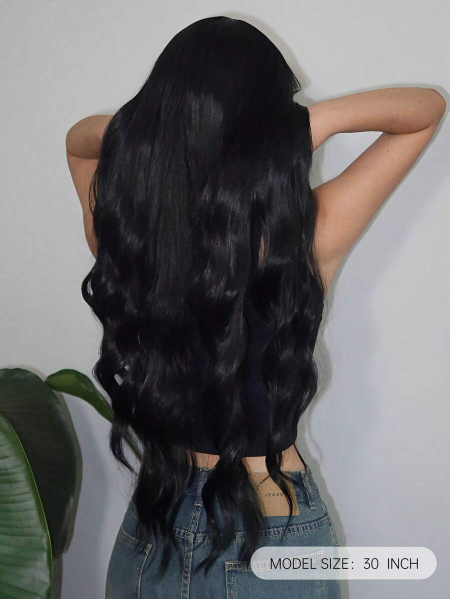 SHEIN شعر مستعار أسود طويل 30 بوصة مجعد طبيعي