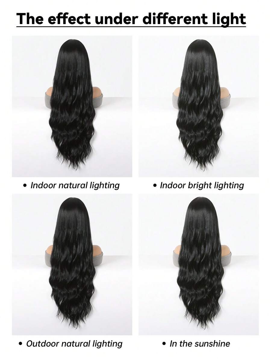 SHEIN شعر مستعار أسود طويل 30 بوصة مجعد طبيعي