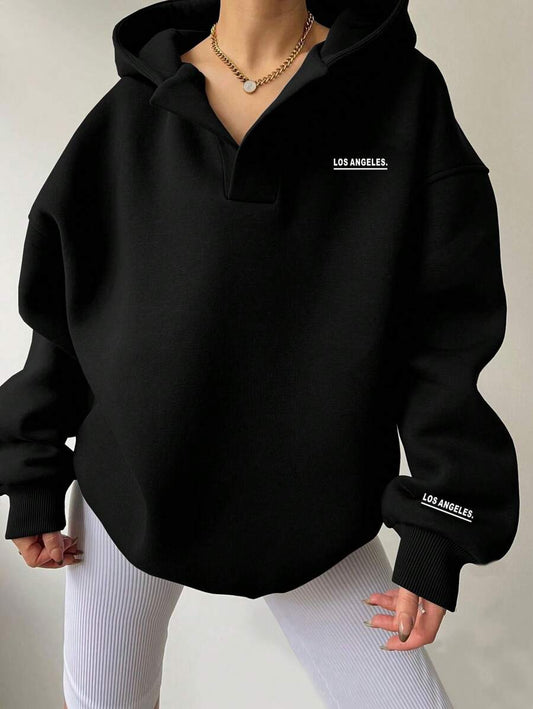 SHEIN INAWLY بلوفر اسود بأكمام طويلة
