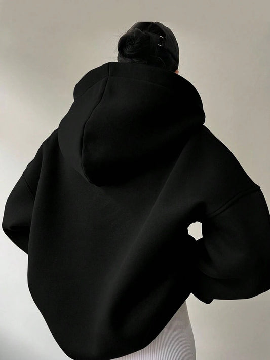 SHEIN INAWLY بلوفر اسود بأكمام طويلة