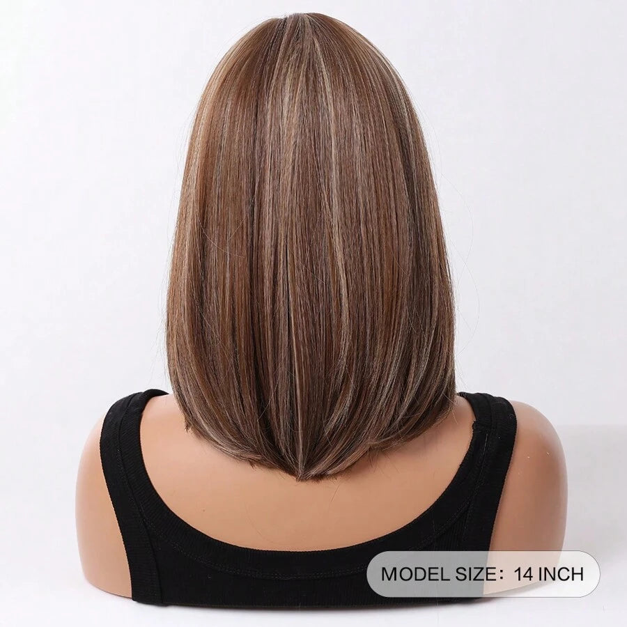 SHEIN باروكة شعر صناعي كتفي بني ذهبي