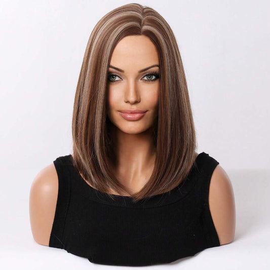 SHEIN باروكة شعر صناعي كتفي بلون بني ذهبي