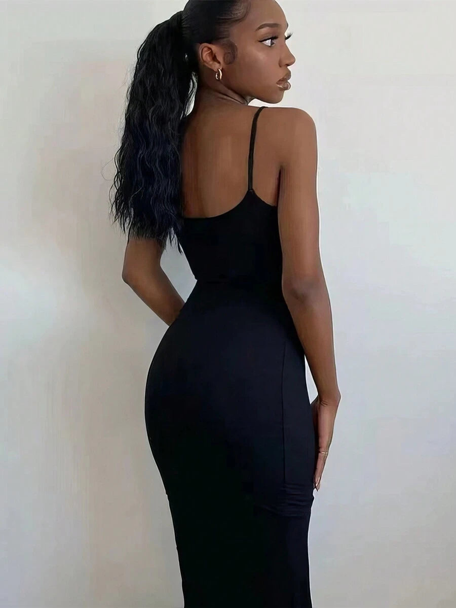 SHEIN فستان أسود بتصميم ذيل حورية البحر