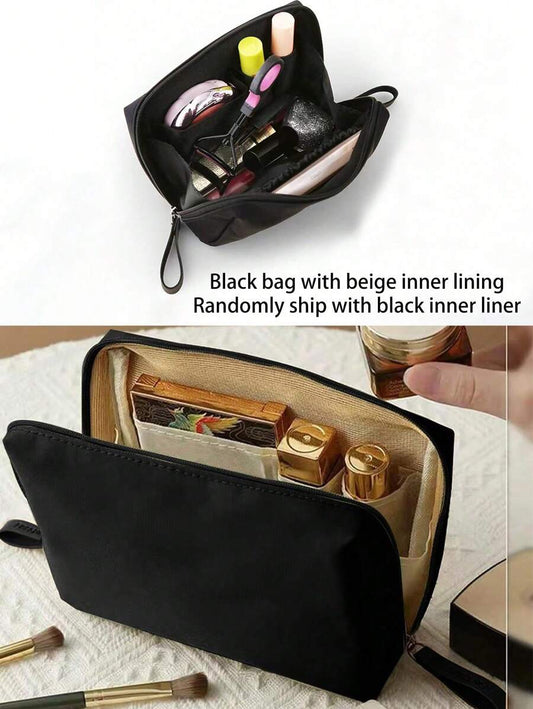 SHEIN حقيبة مكياج سوداء مع حامل أحمر شفاه