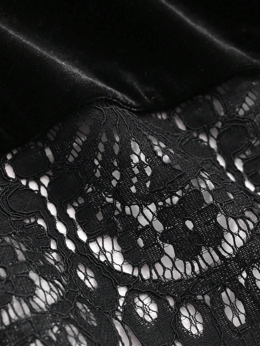 SHEIN DAZY تنورة ذيل حورية البحر بتطريز دانتيل للنساء