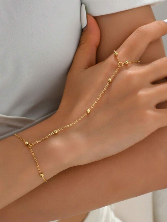 SHEIN سوار إصبع متصل بحلية دائرية بلون ذهبي
