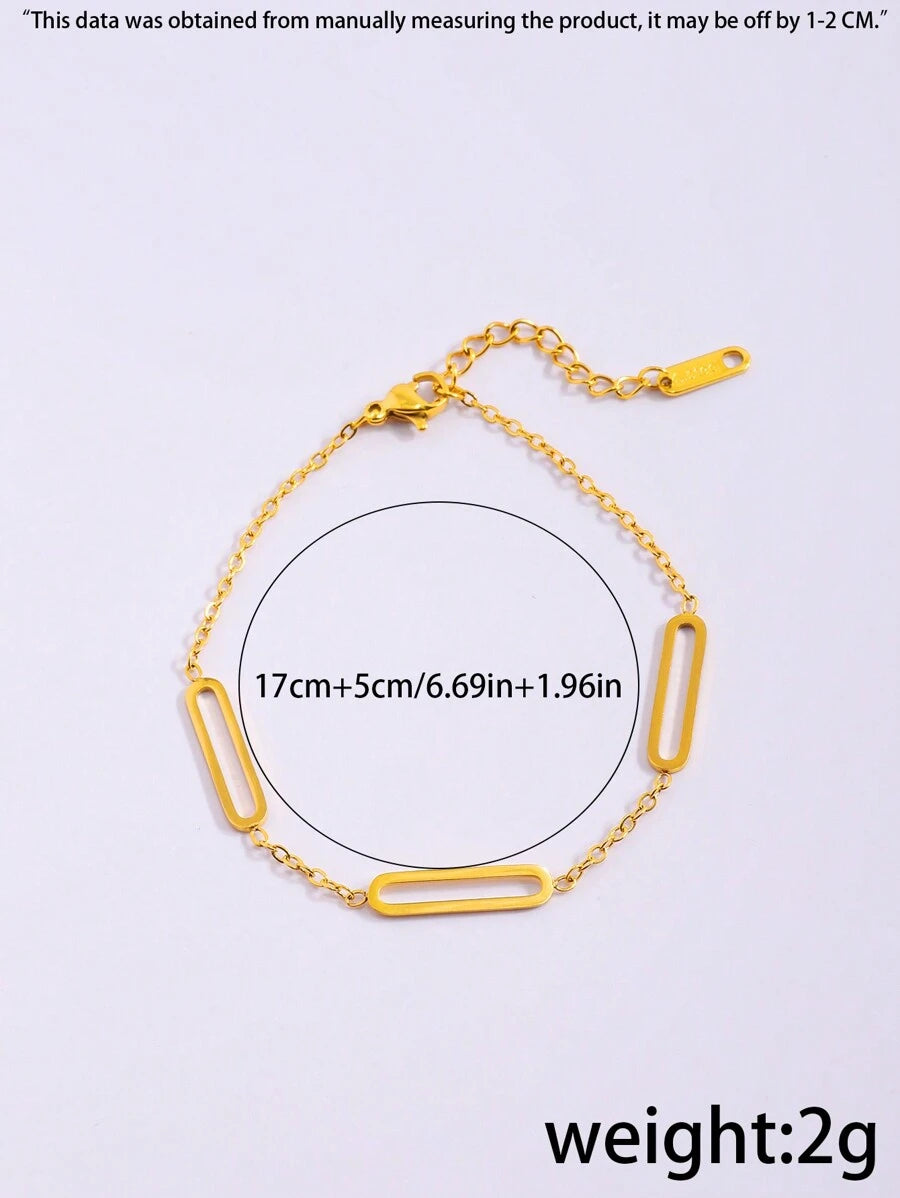 SHEIN سوار فولاذي بيضاوي ثلاثي بسيط