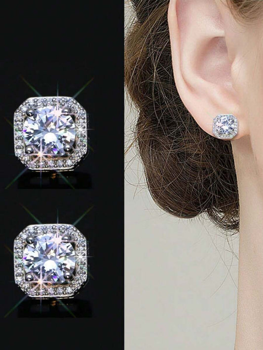 SHEIN مجموعة مجوهرات 4 قطع فضية بأقراط قلادة وخاتم