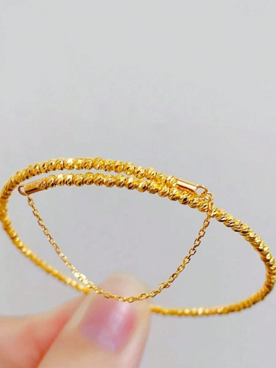 SHEIN سوار سلك متداخل بلون الكريستال الذهبي