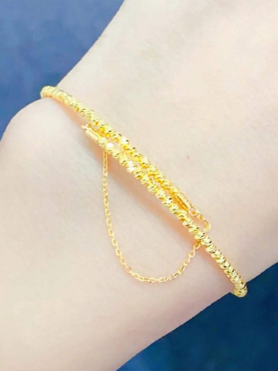 SHEIN سوار سلك متداخل بلون الكريستال الذهبي