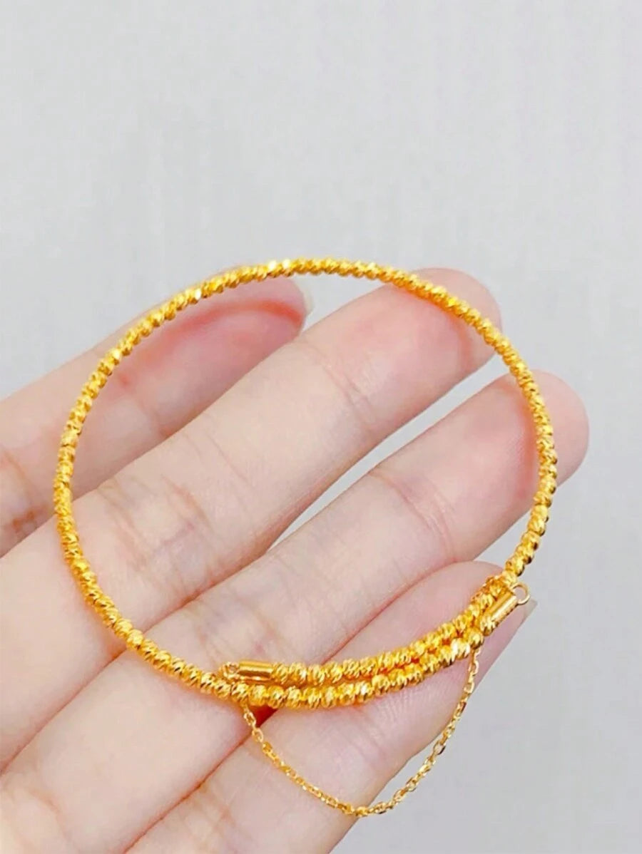SHEIN سوار سلك متداخل بلون الكريستال الذهبي