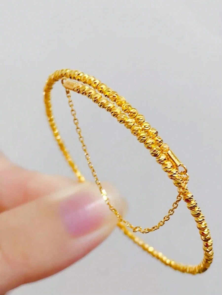SHEIN سوار سلك متداخل بلون الكريستال الذهبي