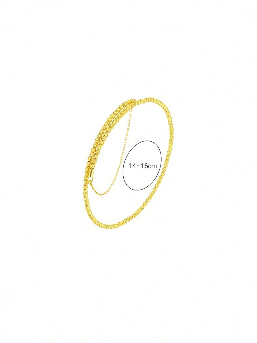SHEIN سوار سلك متداخل بلون الكريستال الذهبي