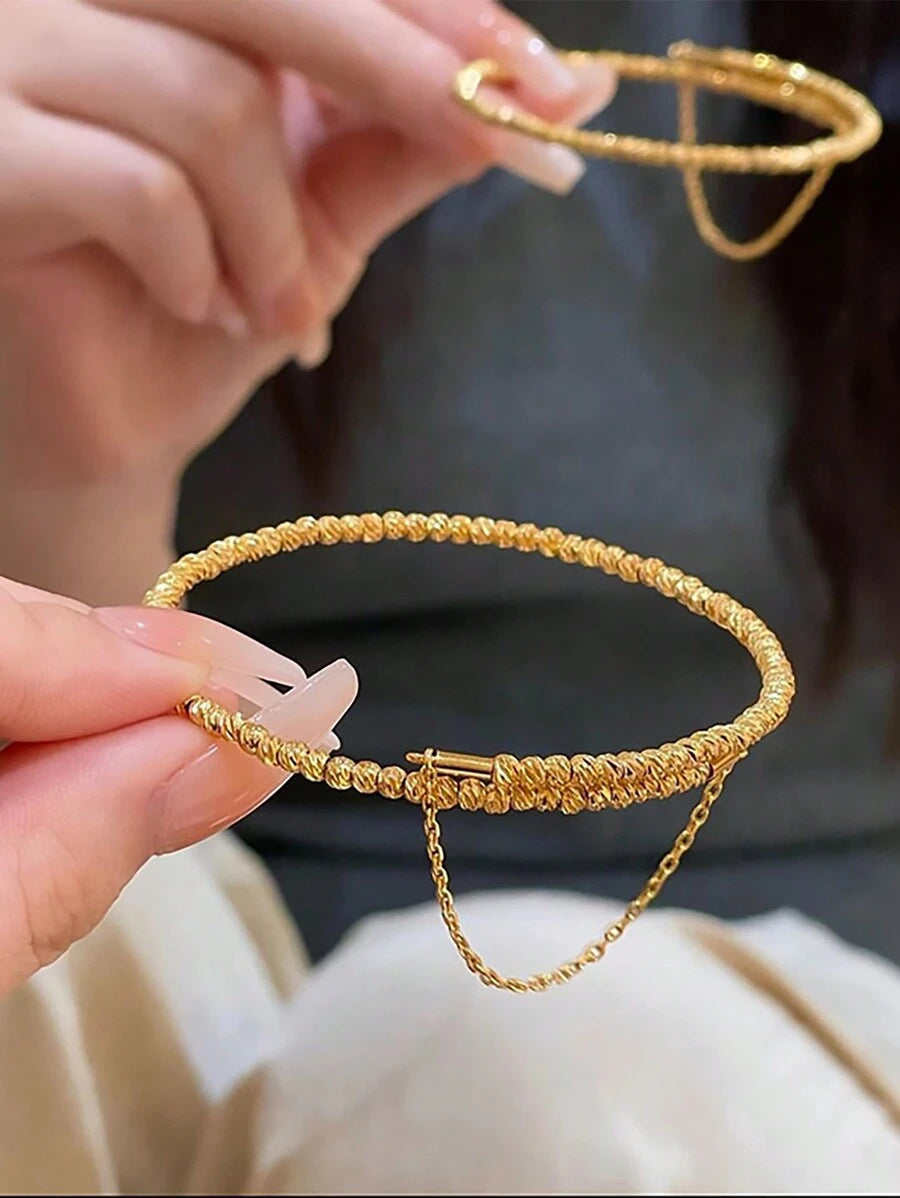 SHEIN سوار سلك متداخل بلون الكريستال الذهبي