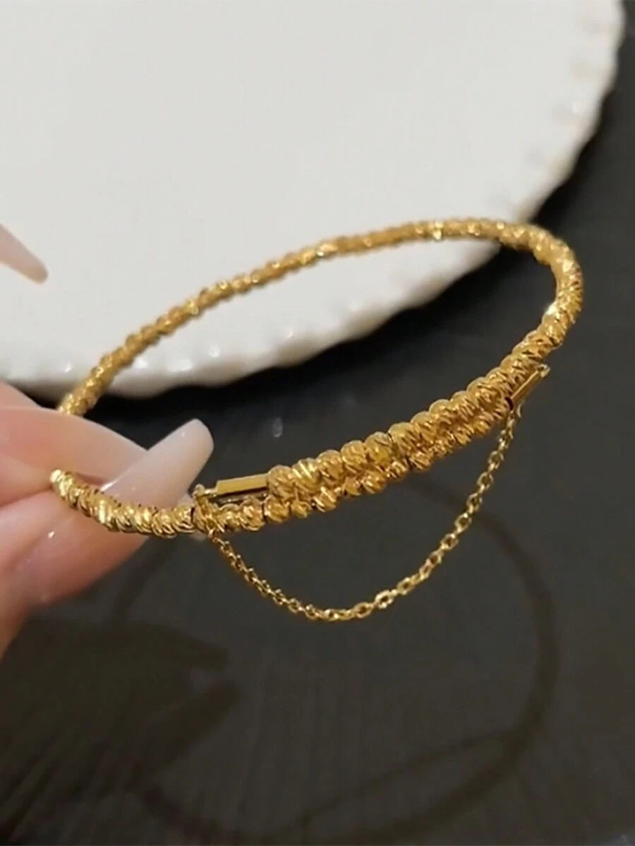 SHEIN سوار سلك متداخل بلون الكريستال الذهبي
