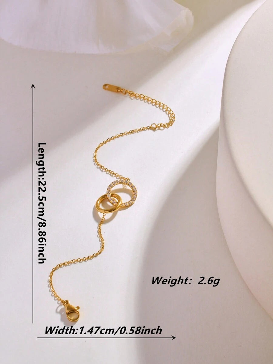 SHEIN سوار مطلي ذهب 18 قيراط متعدد الطبقات مزين بخرز كريستال